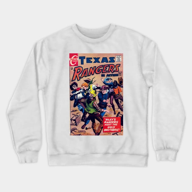 Texas Rangers in Action Vintage Comic Cover Crewneck Sweatshirt by Brockapulco